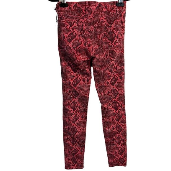 J Brand 620 Mid Rise Super Skinny Neon Pink Boa Print Size 26 - Picture 3 of 12